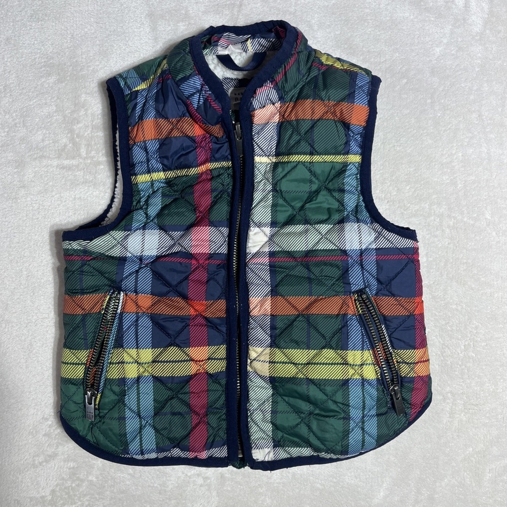 Baby Gap Toddler Unisex Puffer Vest 2 Years Patchwork Geometric Sherpa Lined